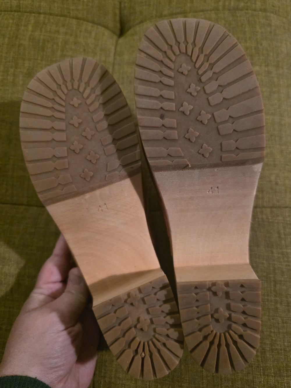 Swedish Hasbeens Orange Leather Clogs - Picture 4 of 9